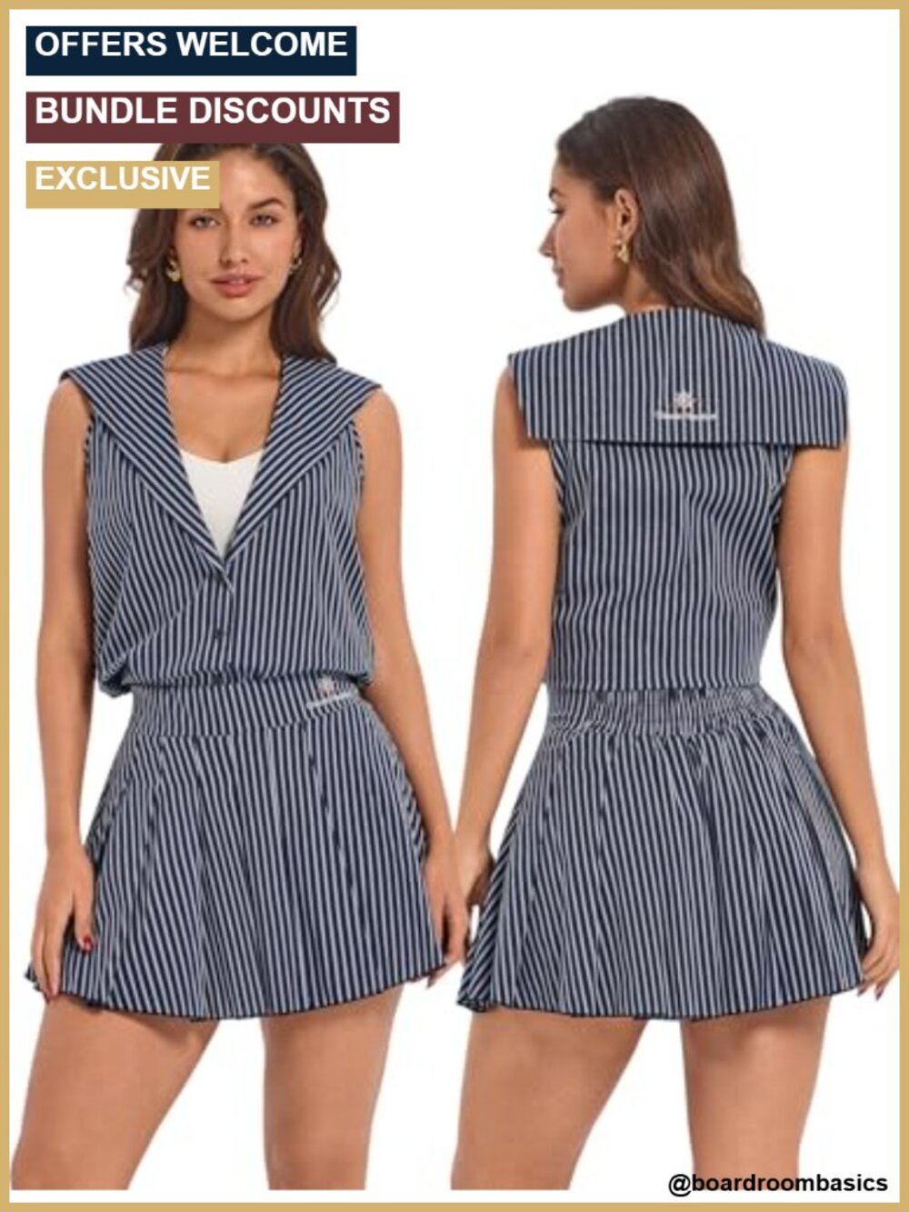 Pleated Tennis Skort Outfit Set Sleeveless Top High Waisted Athletic